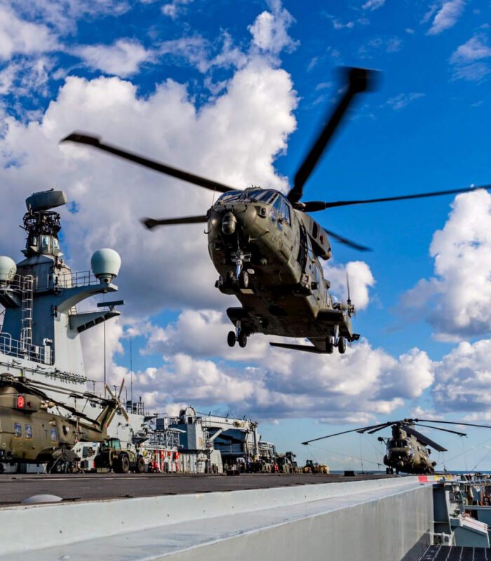 Helicopter taking off