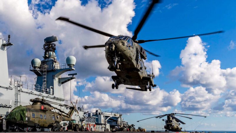 Helicopter taking off